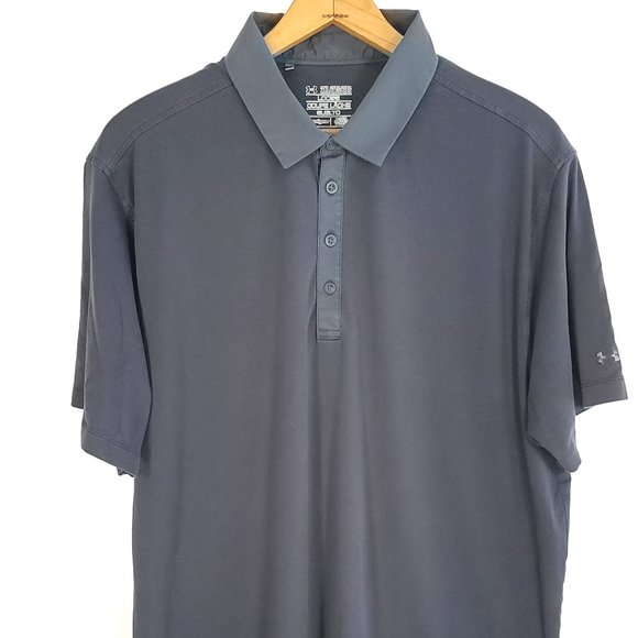 Under Armour Other - Under Armour Polo Shirt Men's 2XL Loose Black HeatGear Short Sleeve Distressed